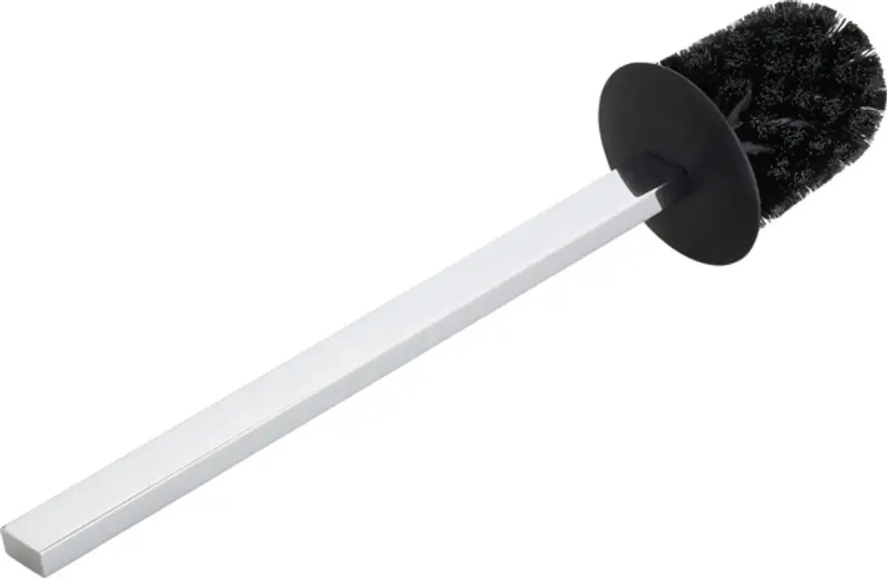 WC-Bürste mit schwarzem Bürstenkopf und weißem Griff, entworfen von Ideal Standard für hygienische Anwendung.